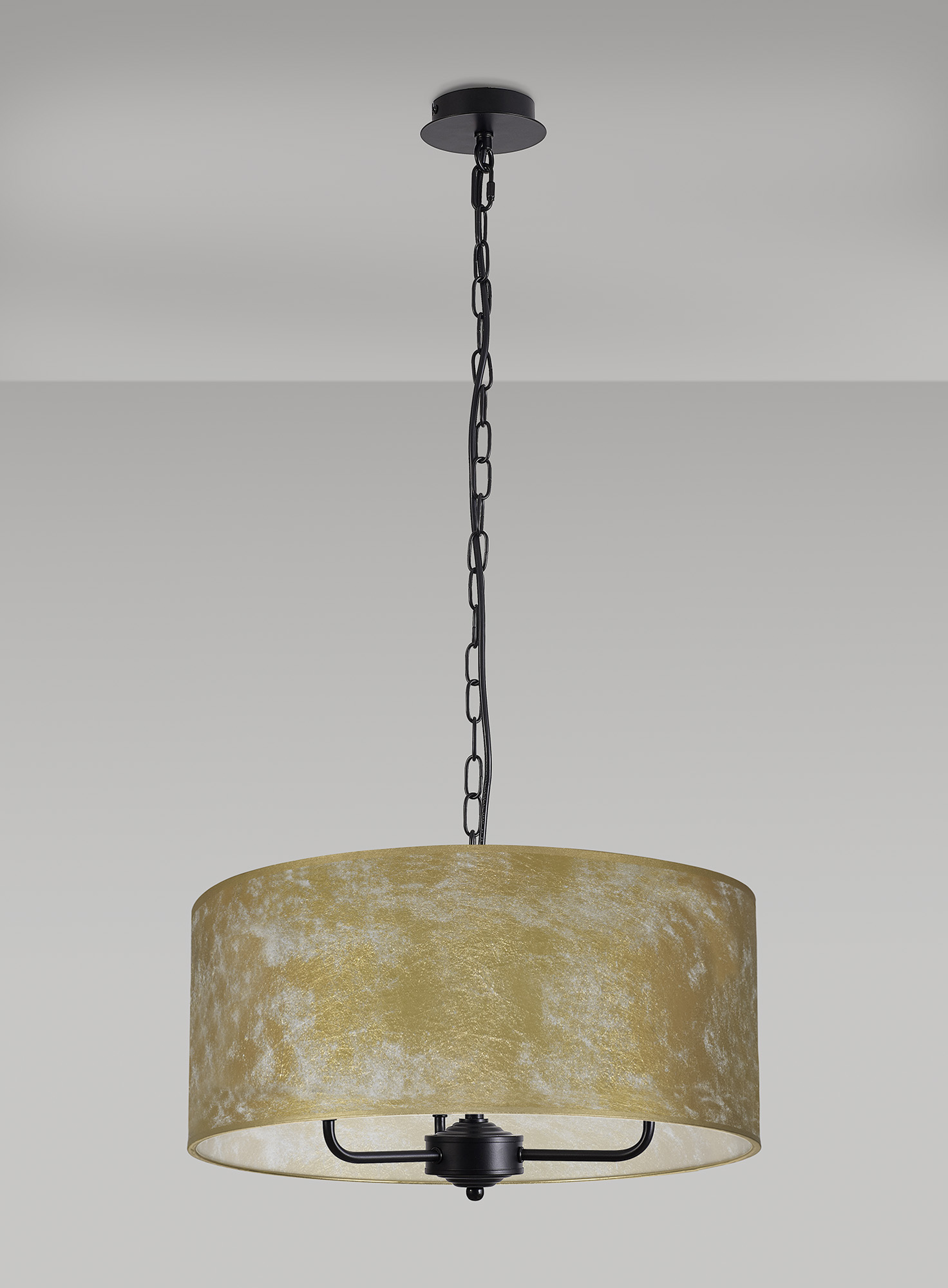 Banyan 50cm 3 Light Pendant Matt Black, Gold Leaf DK1041  Deco Banyan